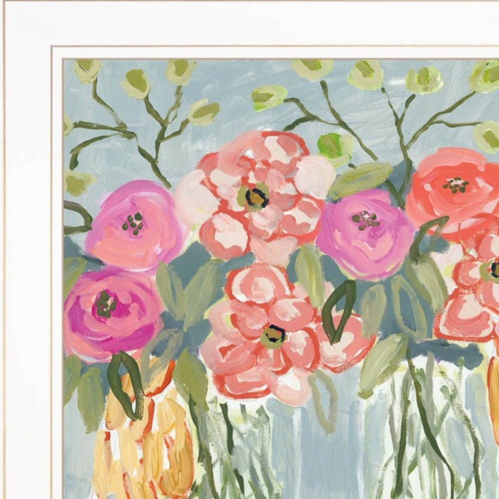 Set Of Three Garden Flowers White Grooved Frame Print Wall Art HomeRoots