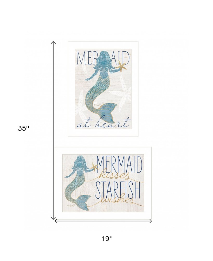 Set Of Two Two Mermaids 1 White Framed Print Wall Art — view 6