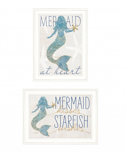 Set Of Two Two Mermaids 2 White Framed Print Wall Art HomeRoots