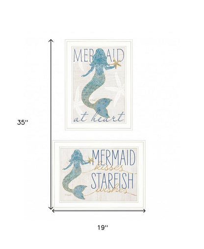 Set Of Two Two Mermaids 2 White Framed Print Wall Art HomeRoots