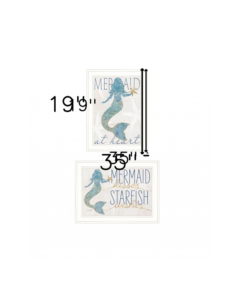 Set Of Two Two Mermaids 2 White Framed Print Wall Art — view 9
