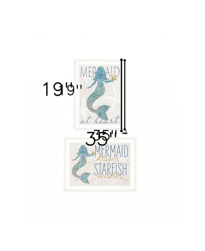 Set Of Two Two Mermaids 2 White Framed Print Wall Art HomeRoots