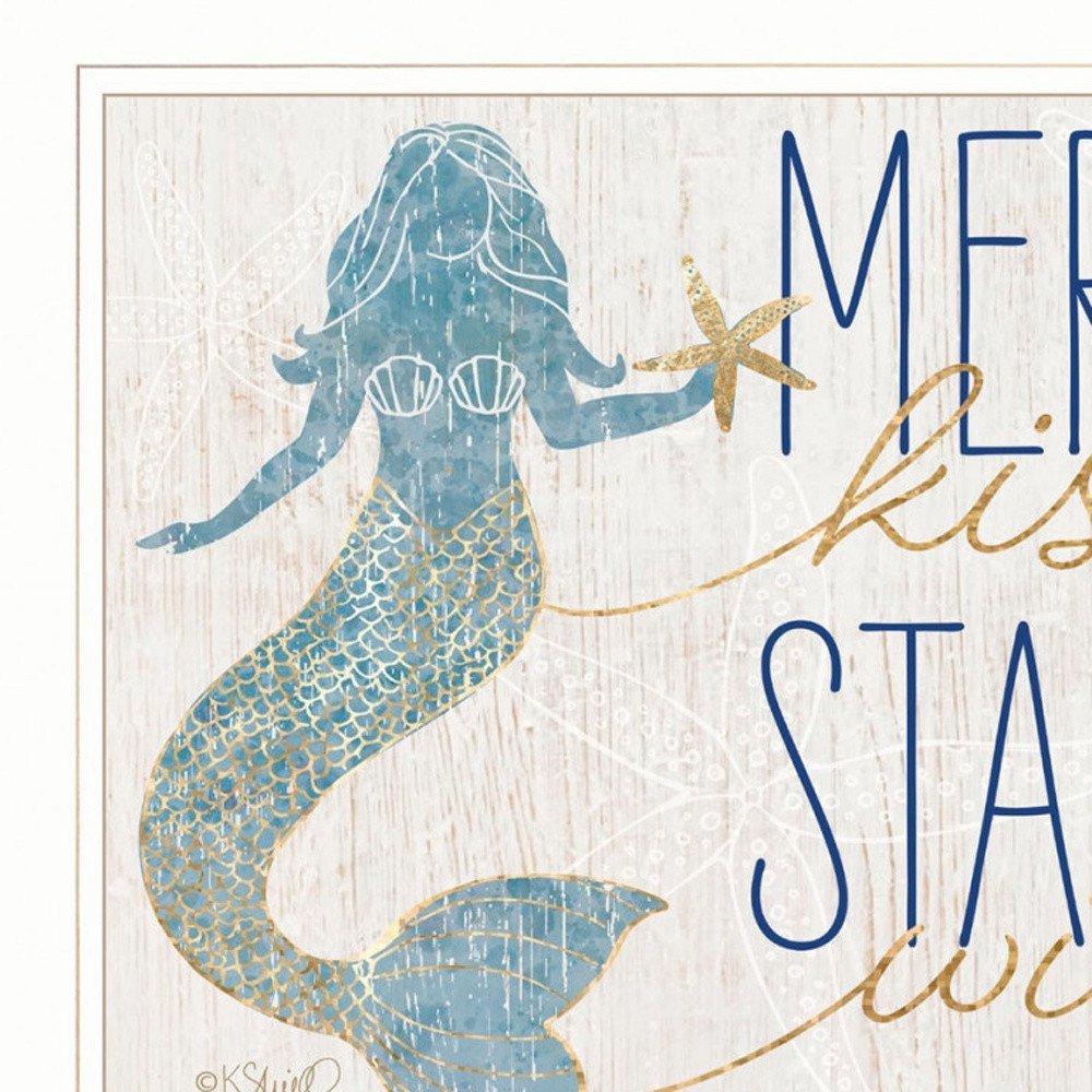 Set Of Two Mermaid Kisses Starfish Wishes 2 White Framed Print Wall Art — view 3