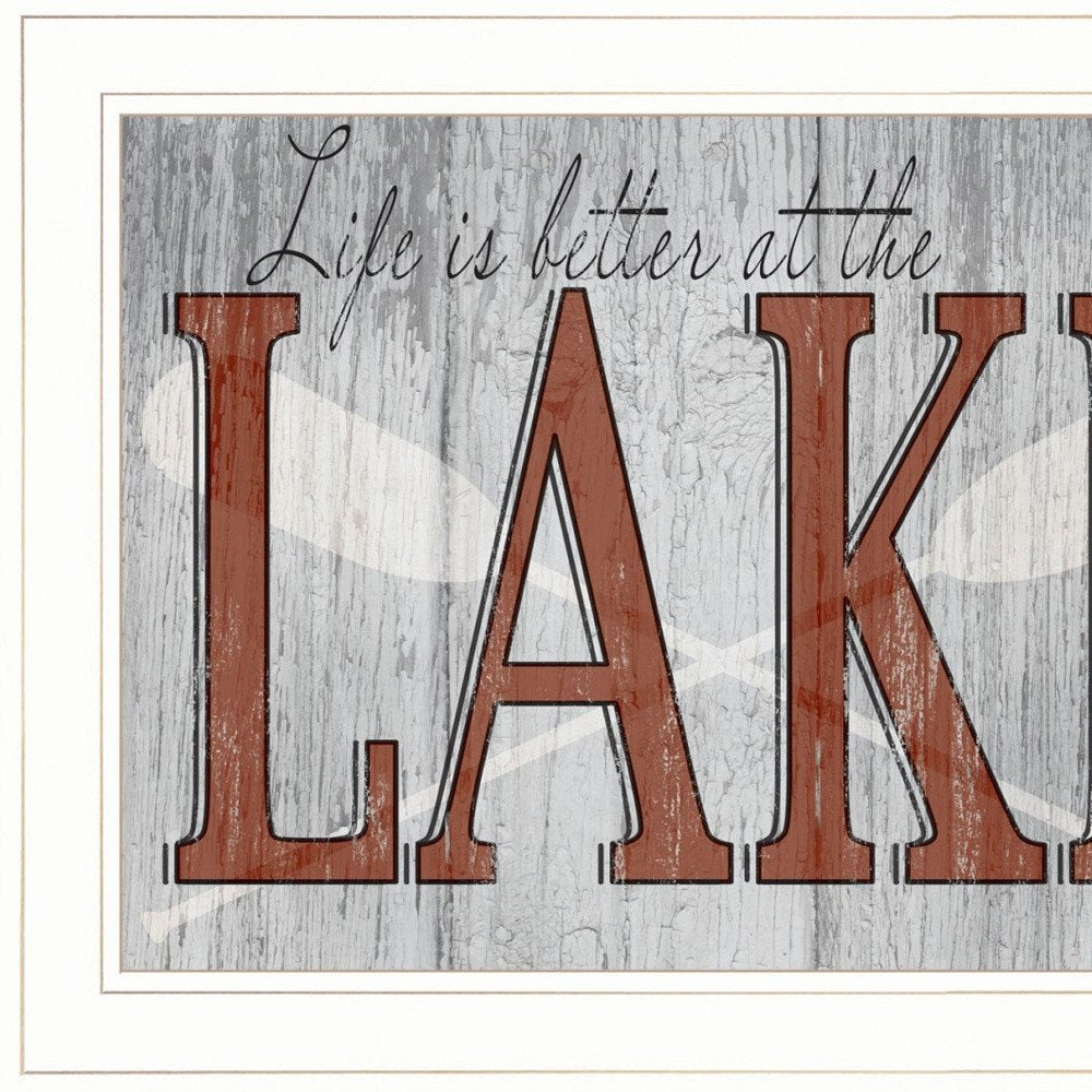 Set Of Two Lake Life is Better 1 White Framed Print Wall Art HomeRoots