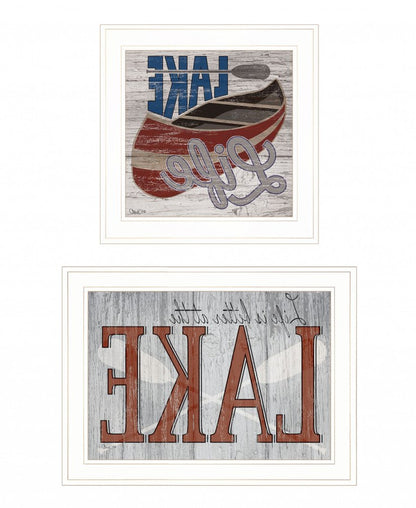 Set Of Two Lake Life is Better 1 White Framed Print Wall Art HomeRoots