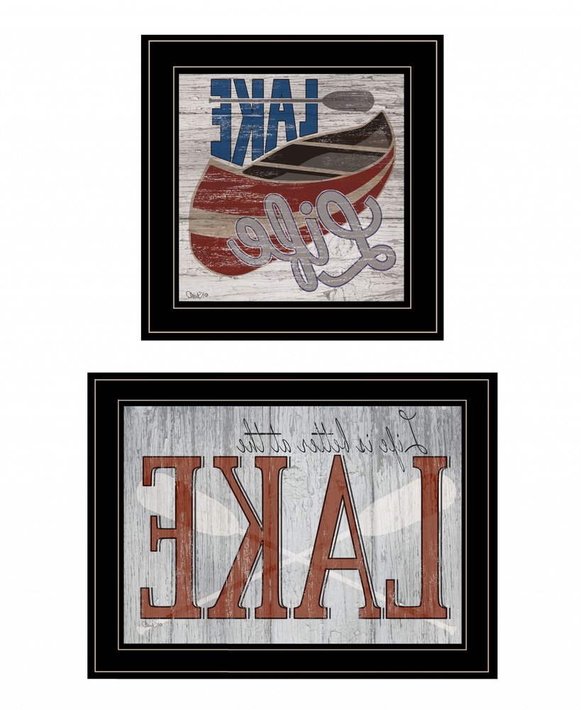 Set Of Two Lake Life is Better 2 Black Framed Print Wall Art HomeRoots