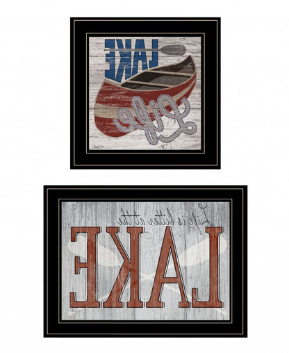 Set Of Two Lake Life is Better 2 Black Framed Print Wall Art HomeRoots