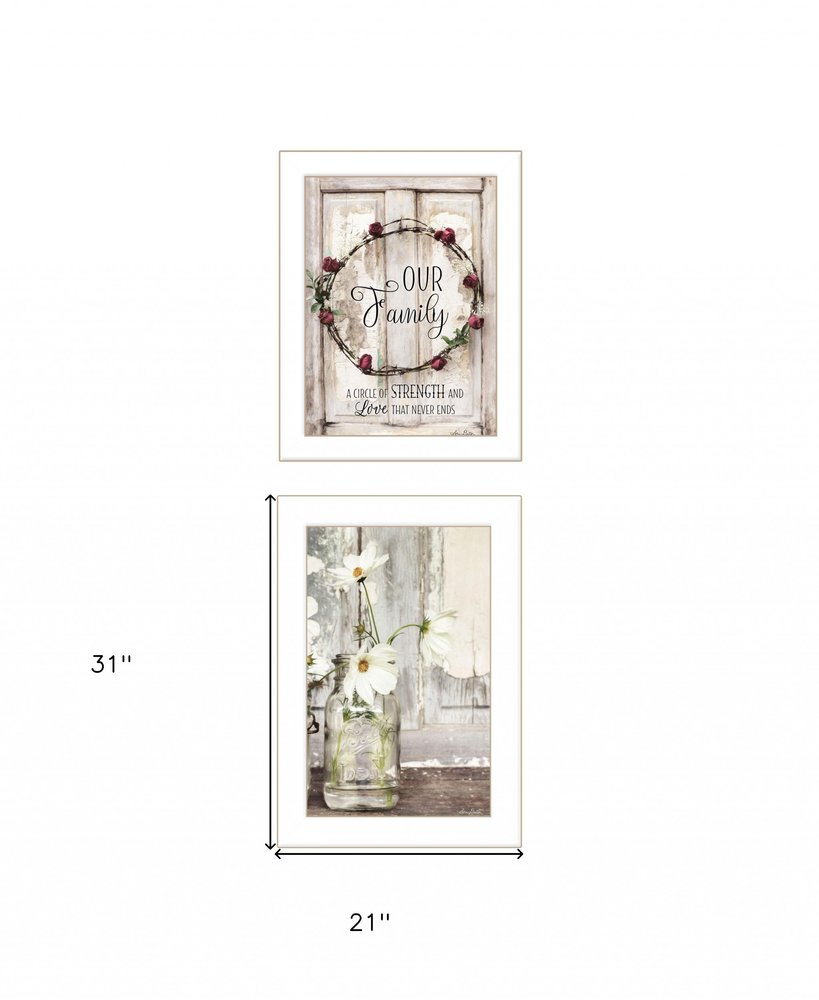Set Of Two Our Family Blossoms 1 White Framed Print Wall Art HomeRoots