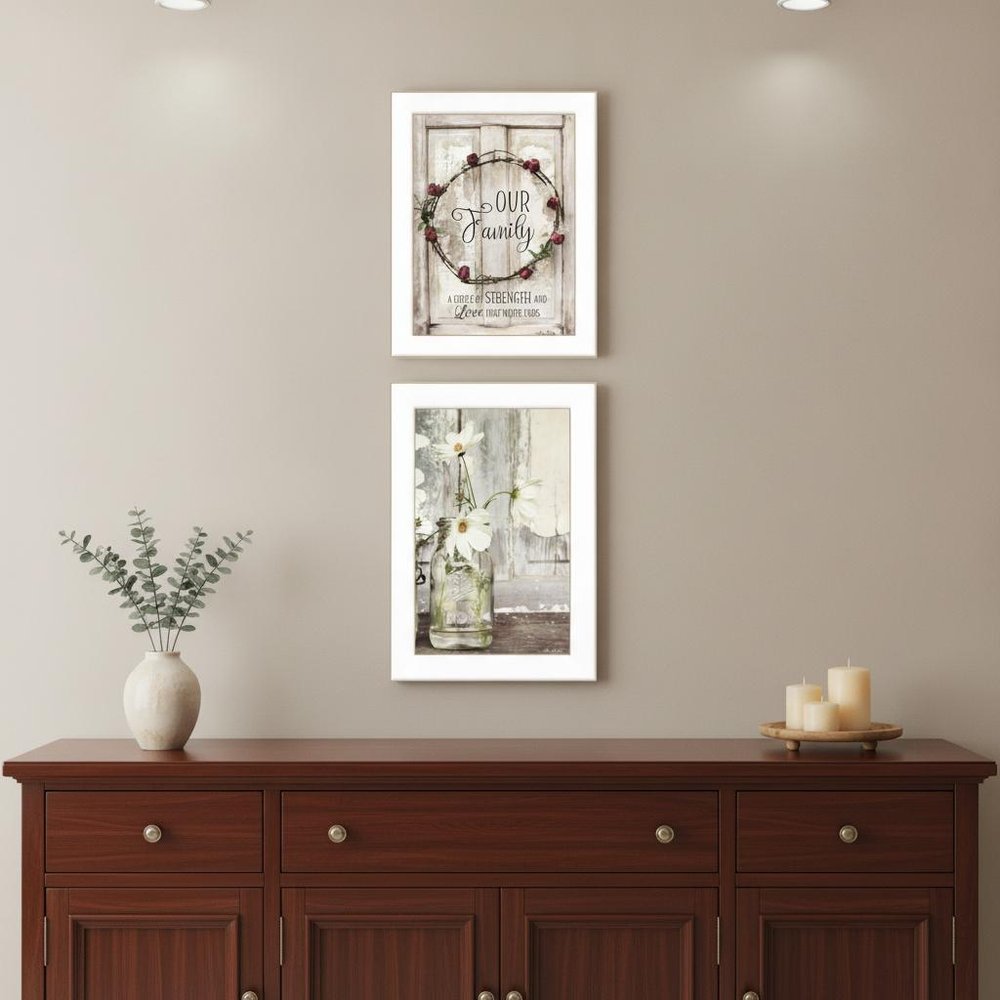 Set Of Two Our Family Blossoms 1 White Framed Print Wall Art — view 1