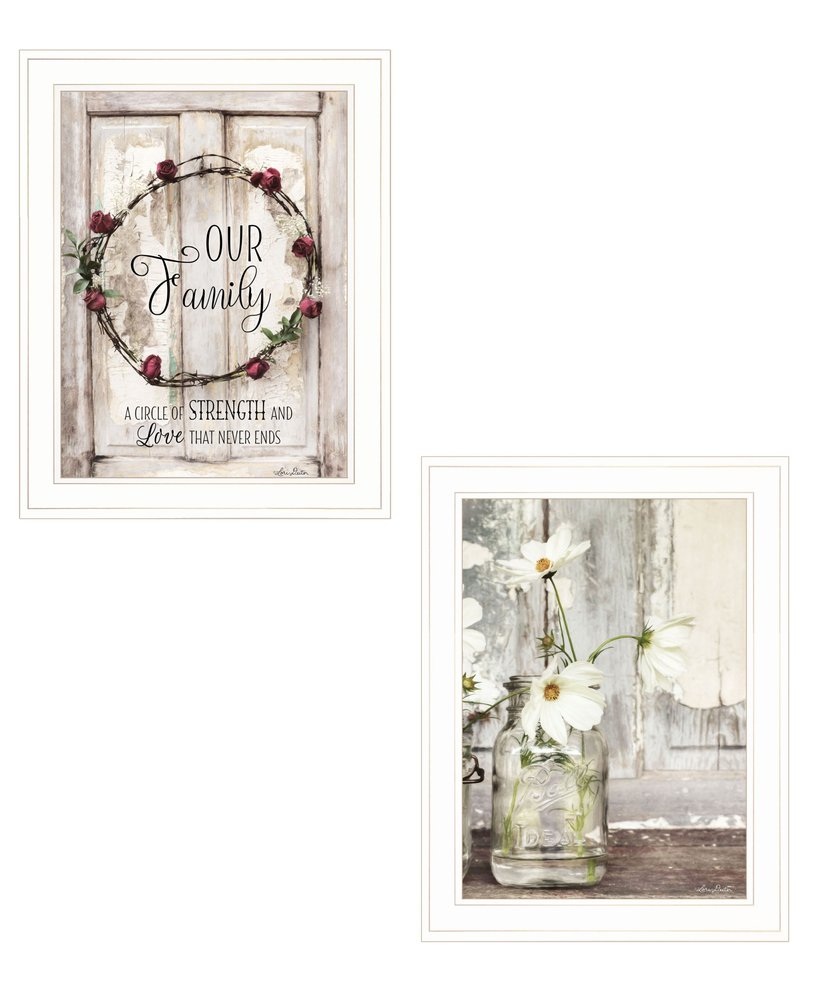 Set Of Two Our Family Blossoms White Framed Print Wall Art HomeRoots