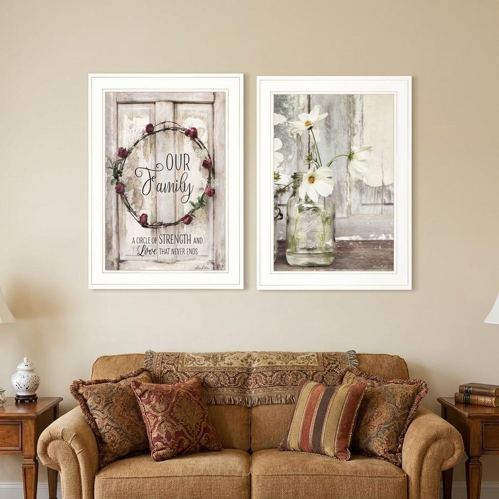 Set Of Two Our Family Blossoms White Framed Print Wall Art HomeRoots