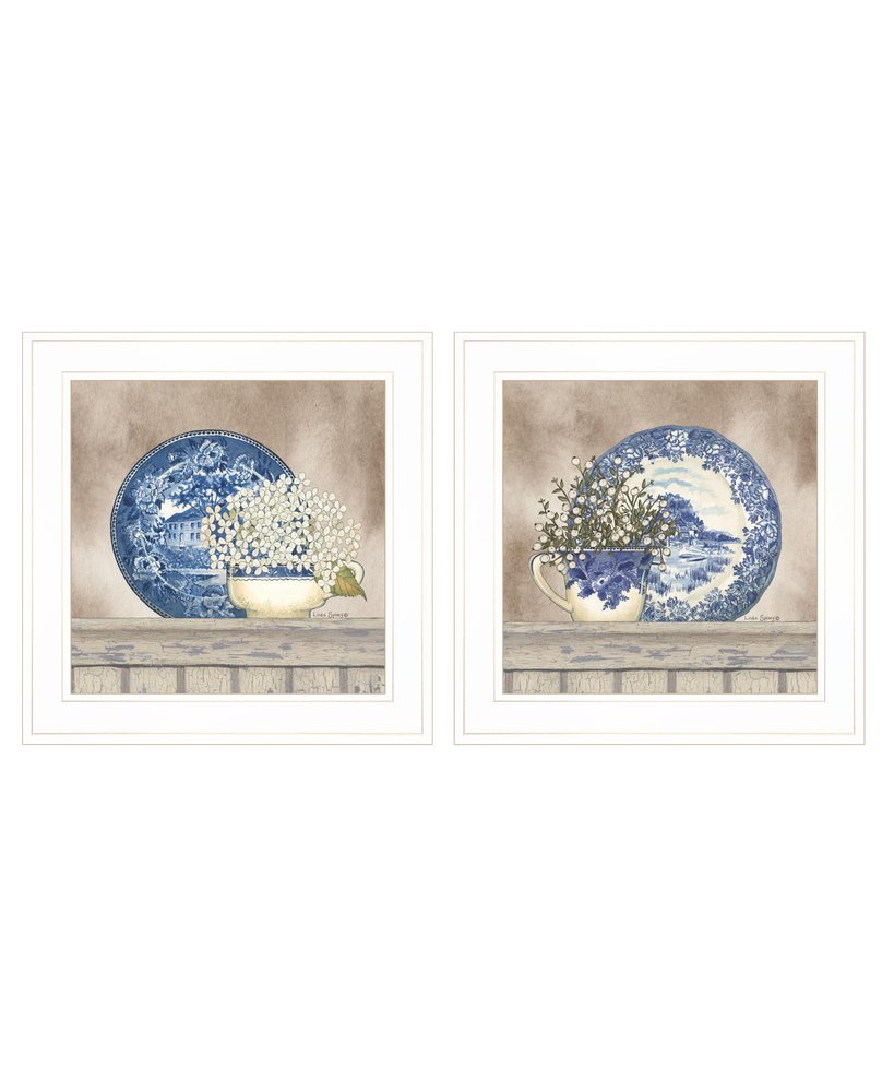 Set Of Two The Farmhouse Blues 1 White Framed Print Wall Art HomeRoots