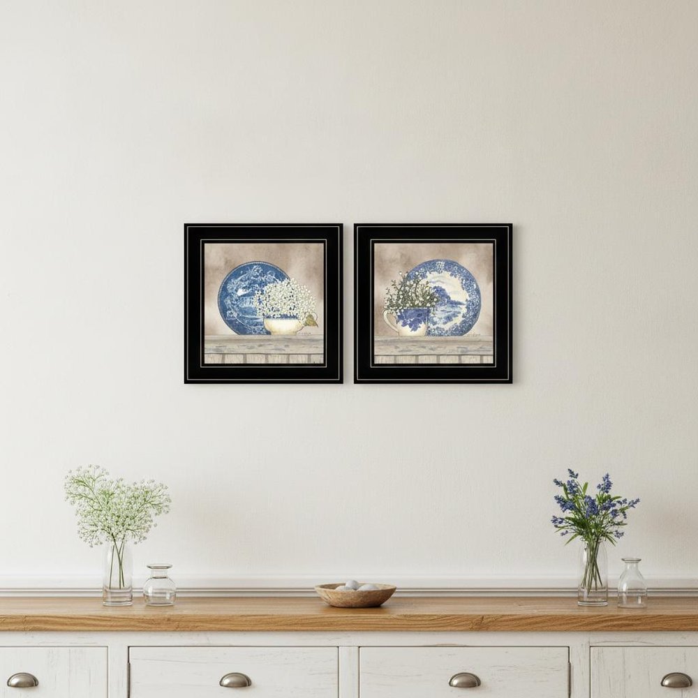 Set Of Two The Farmhouse Blues 1 White Framed Print Wall Art HomeRoots