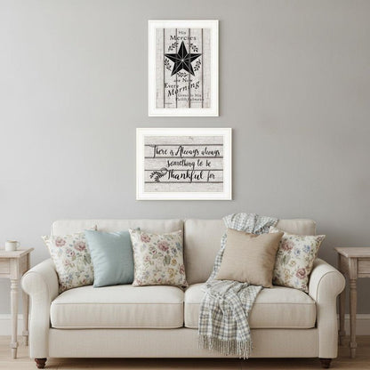 Set Of Two His Mercies and Thankful 1 White Framed Print Wall Art HomeRoots