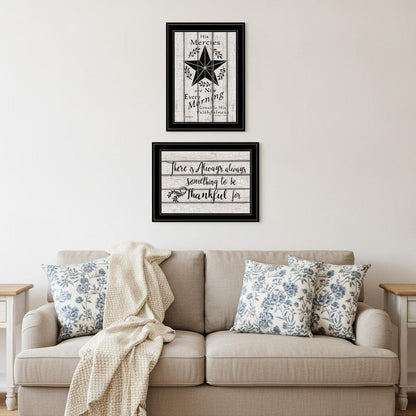 Set Of Two His Mercies and Thankful 2 Black Framed Print Wall Art HomeRoots