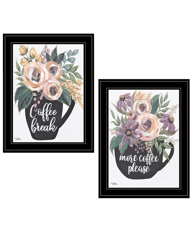Set Of Two More Coffee Please or Coffee Break Black Framed Print Kitchen Wall Art — view 2
