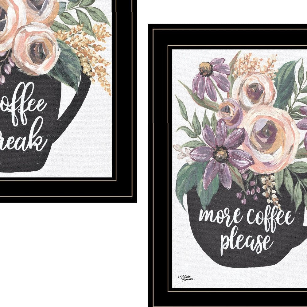 Set Of Two More Coffee Please or Coffee Break Black Framed Print Kitchen Wall Art — view 3