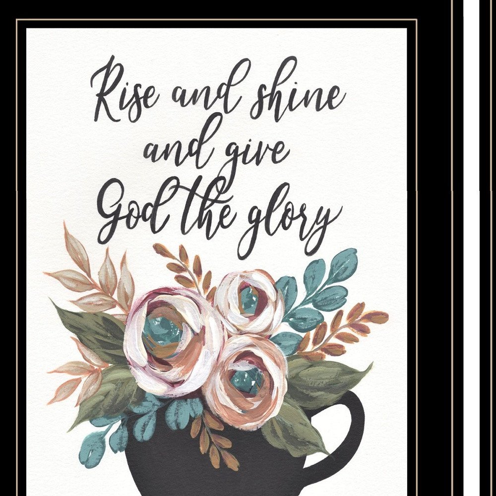 Set Of Three Rise and Shine Kitchen Black Framed Print Kitchen Wall Art HomeRoots