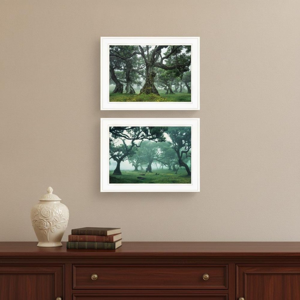 Set Of Two Enchanted Forest 1 White Framed Print Wall Art — view 4