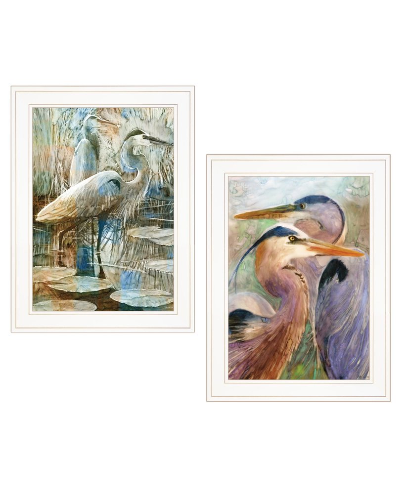 Set Of Two Blue Heron Duet White Framed Print Wall Art HomeRoots