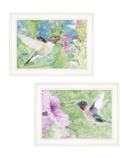 Set Of Two Humming Bird 1 and 2 White Framed Print Wall Art HomeRoots