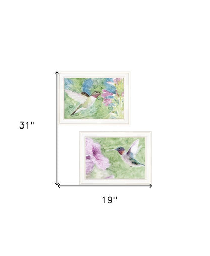 Set Of Two Humming Bird 1 and 2 White Framed Print Wall Art HomeRoots