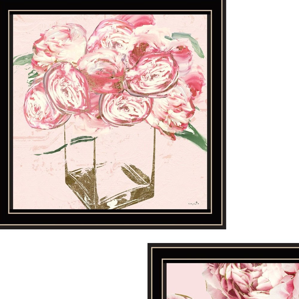 Set Of Two The Peonies 1 Black Framed Print Wall Art — view 3
