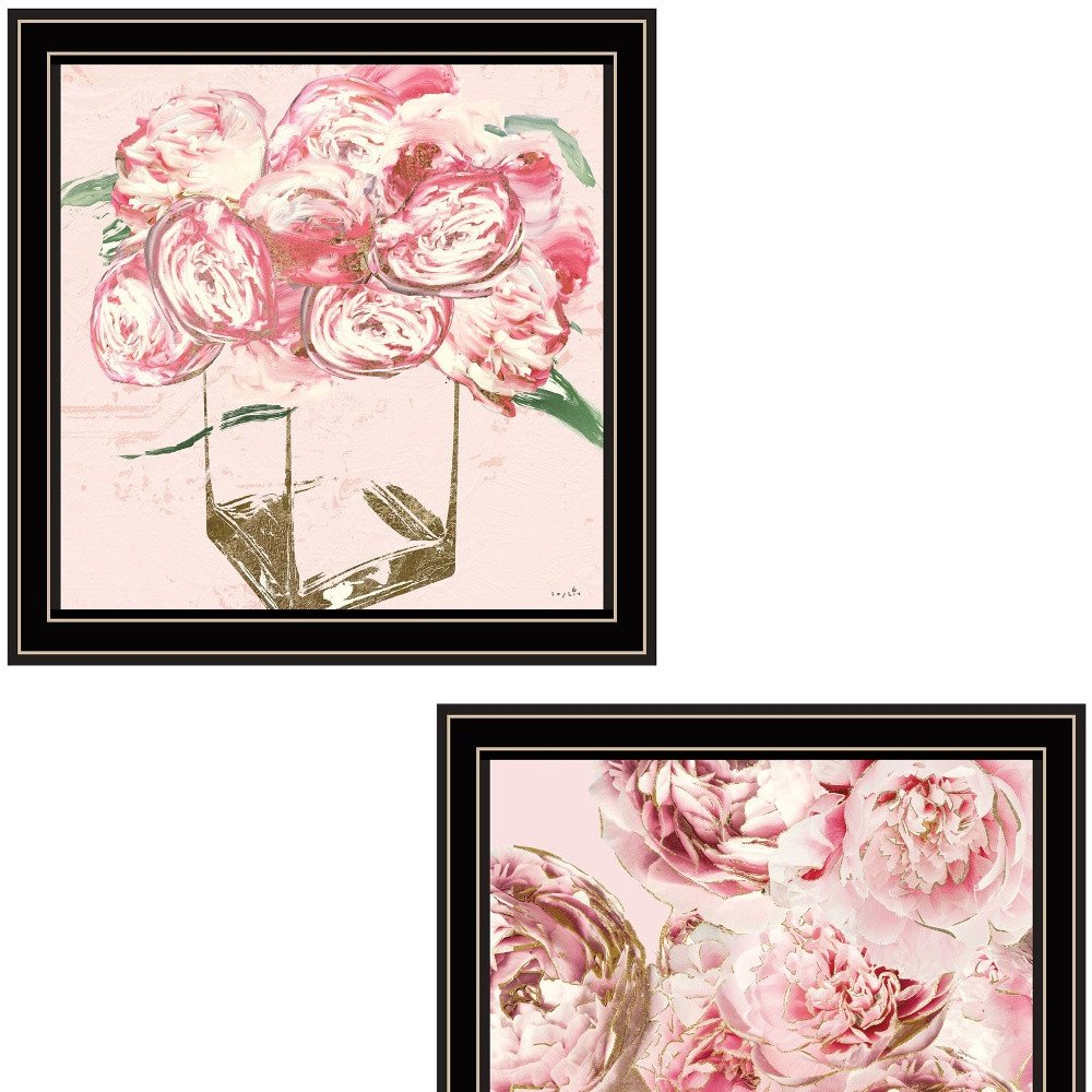 Set Of Two The Peonies 1 Black Framed Print Wall Art — view 4