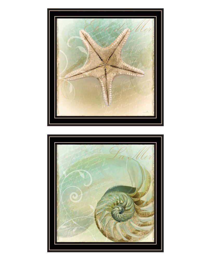 Set Of Two The Sea I and Sea II 1 Black Framed Print Wall Art HomeRoots
