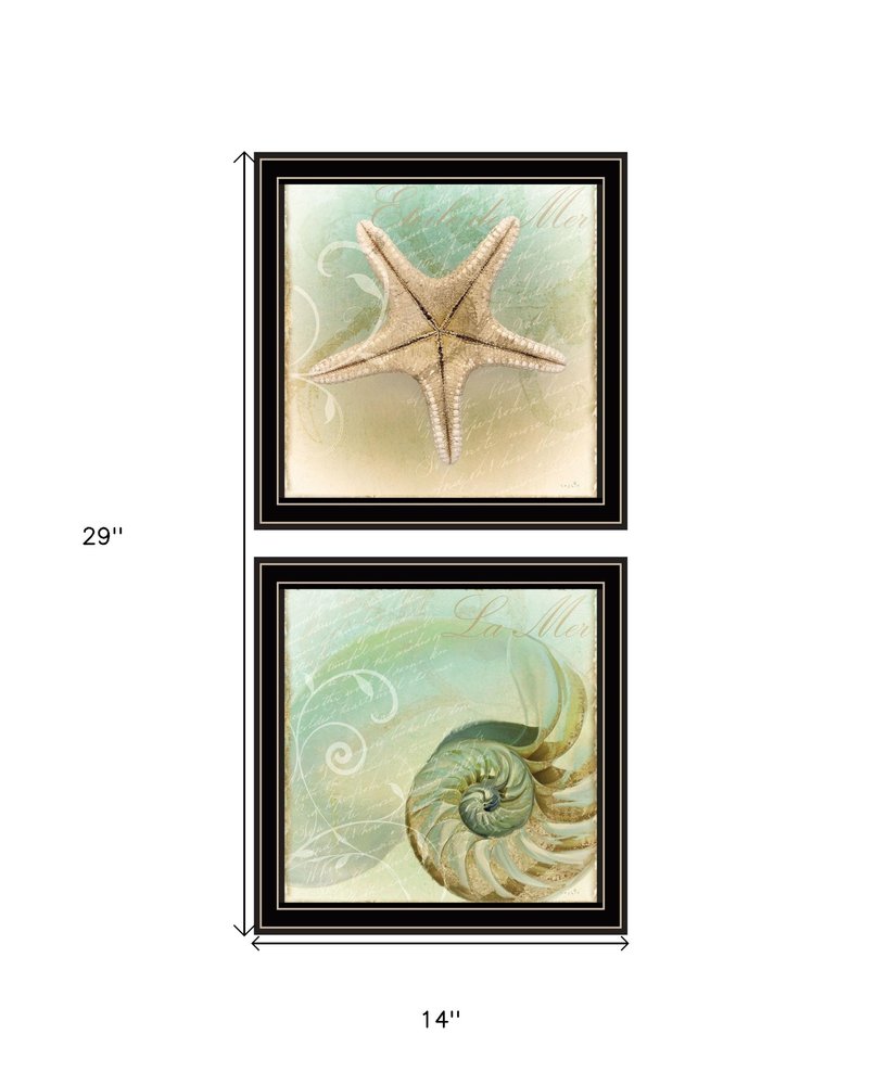 Set Of Two The Sea I and Sea II 1 Black Framed Print Wall Art HomeRoots