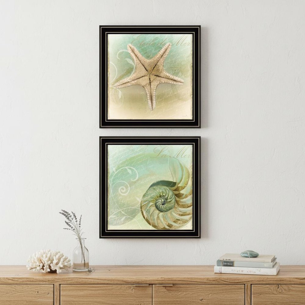 Set Of Two The Sea I and Sea II 1 Black Framed Print Wall Art — view 5