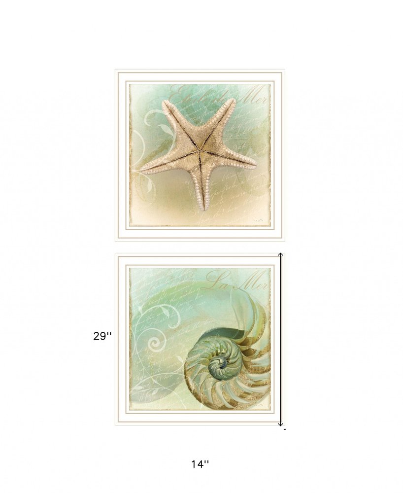 Set Of Two The Sea I and Sea II 2 White Framed Print Wall Art — view 3