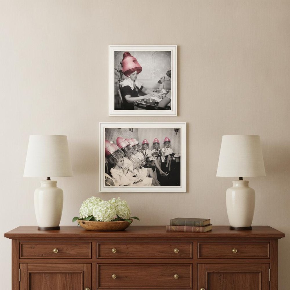 Set Of Two The Salon White Framed Print Wall Art — view 5