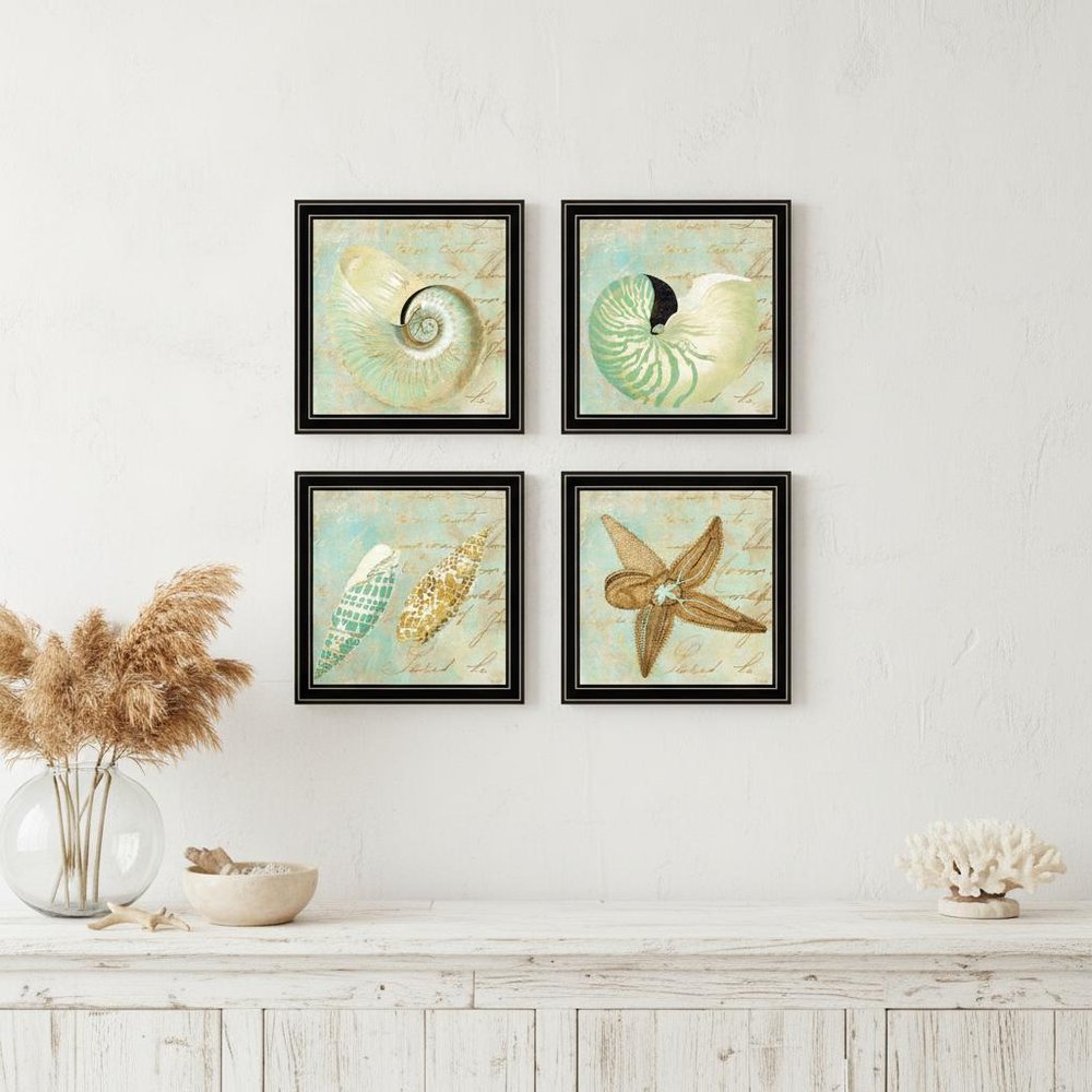Set Of Four Ocean 1 Black Framed Print Wall Art HomeRoots