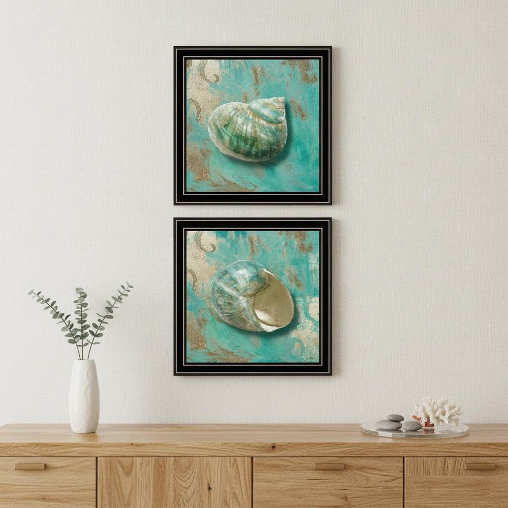 Set Of Two Azurica I and Sea II 1 Black Framed Print Wall Art — view 1