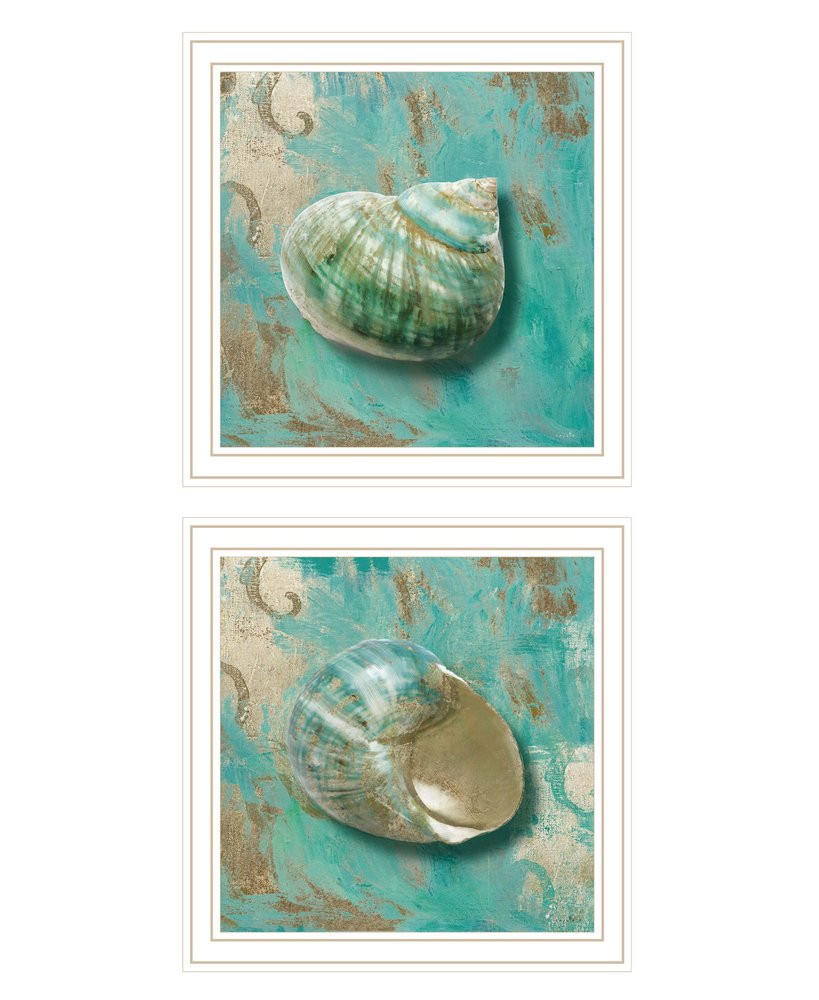 Set Of Two Azurica I and Sea II 2 White Framed Print Wall Art — view 1