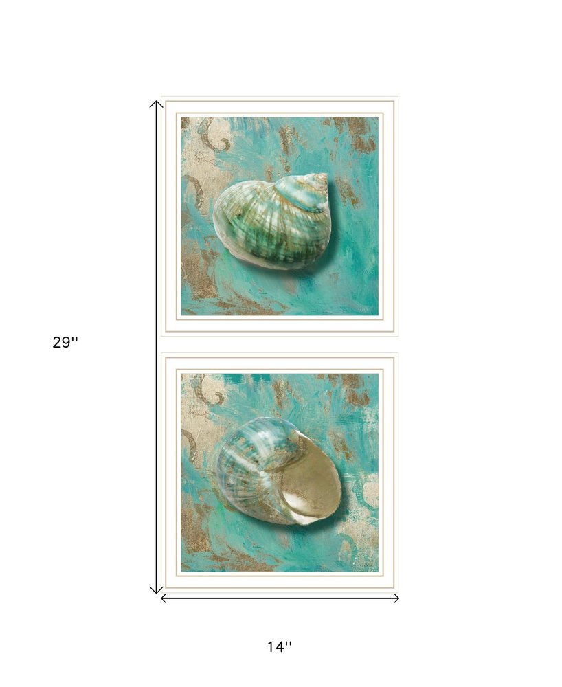 Set Of Two Azurica I and Sea II 2 White Framed Print Wall Art HomeRoots