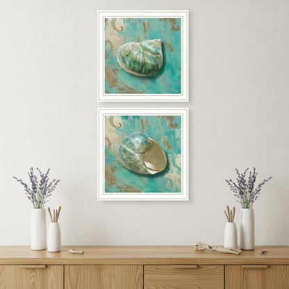 Set Of Two Azurica I and Sea II 2 White Framed Print Wall Art HomeRoots