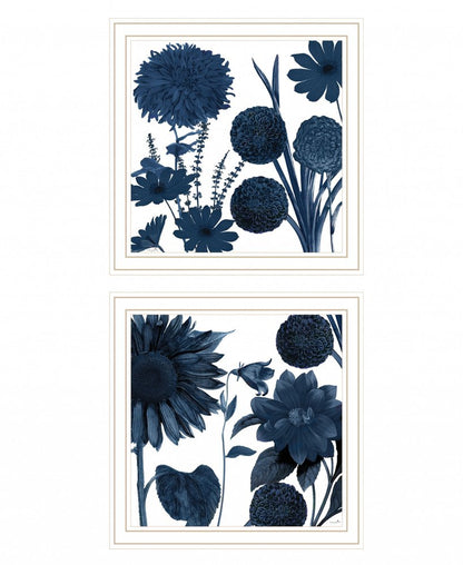 Set Of Two Sunflower Blues 2 White Framed Print Wall Art HomeRoots