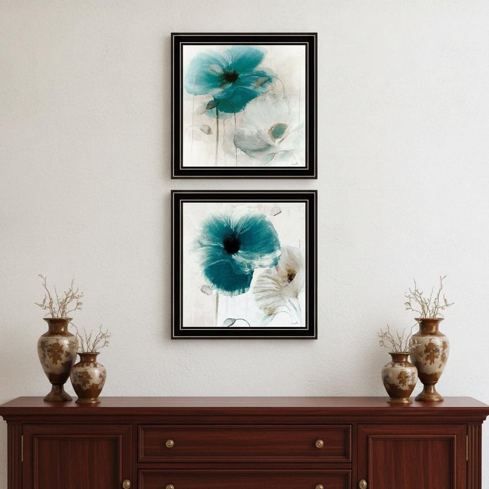 Set Of Two Poppy 1 Black Framed Print Wall Art HomeRoots