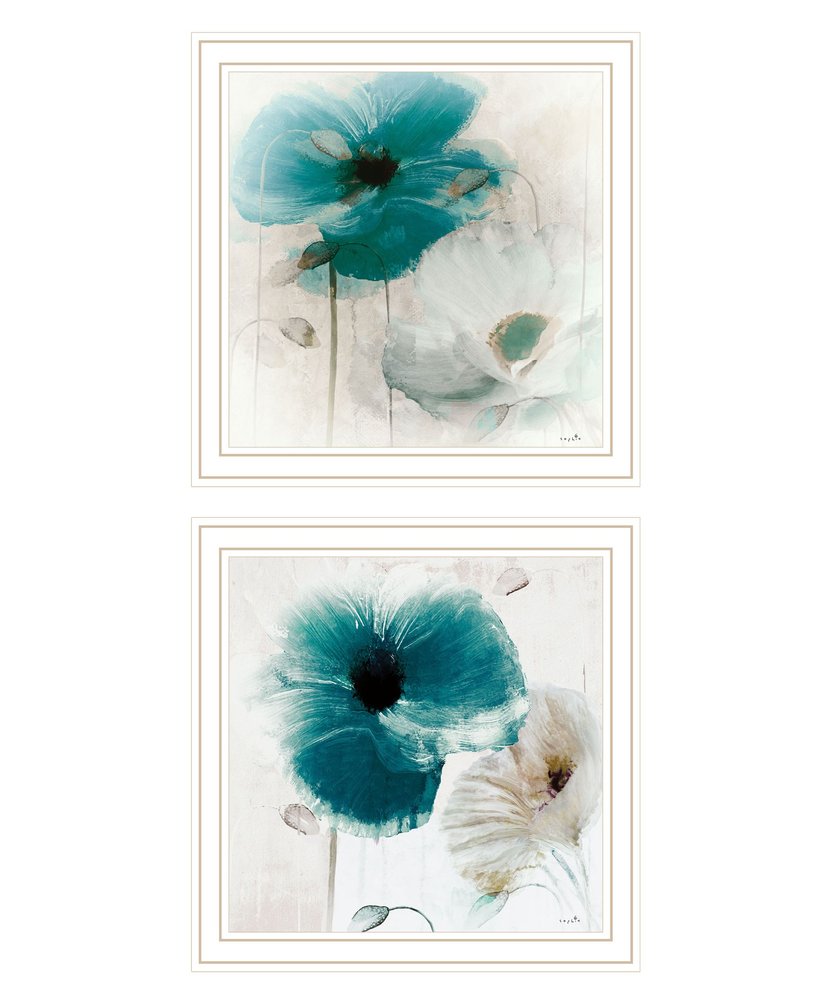 Set Of Two Poppy 2 White Framed Print Wall Art — view 2
