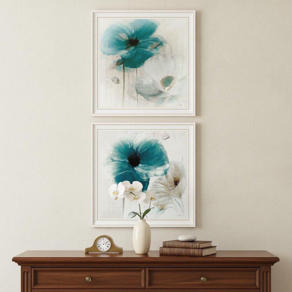 Set Of Two Poppy 2 White Framed Print Wall Art — view 1