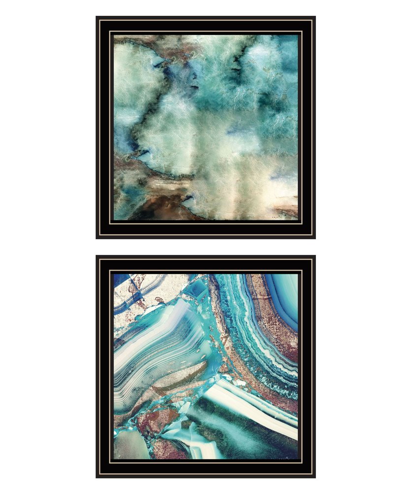 Set Of Two Earth tones I and Sea II 1 Black Framed Print Wall Art HomeRoots
