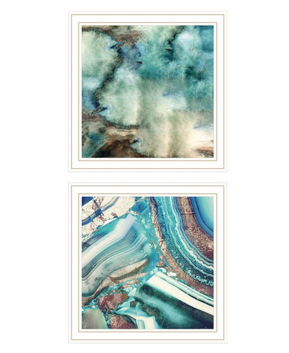 Set Of Two Earth tones I and Sea II 2 White Framed Print Wall Art HomeRoots