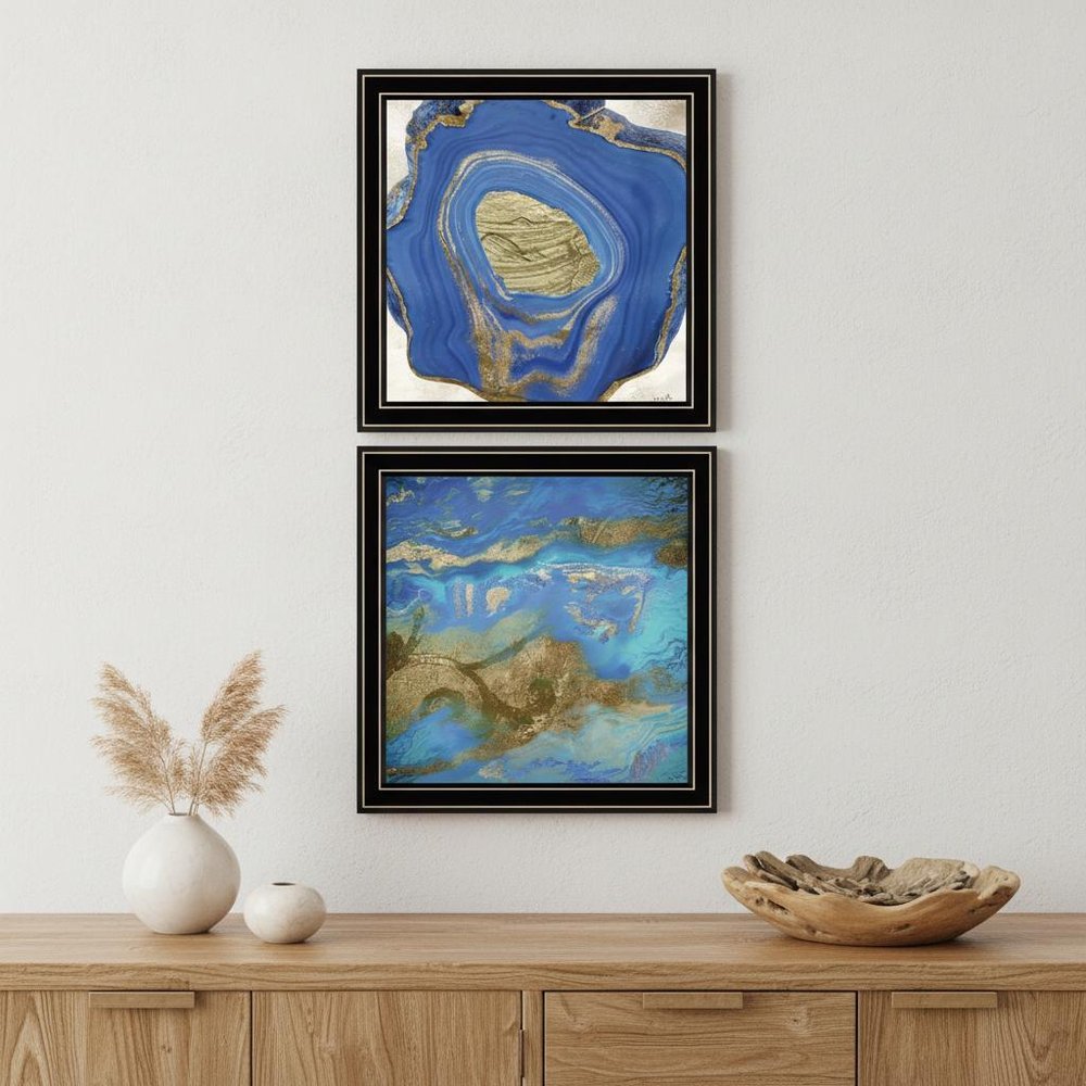 Set Of Two Perisse Cobalt 1 Black Framed Print Wall Art HomeRoots