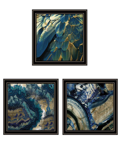 Set Of Three Deep Blue 1 Black Framed Print Wall Art HomeRoots