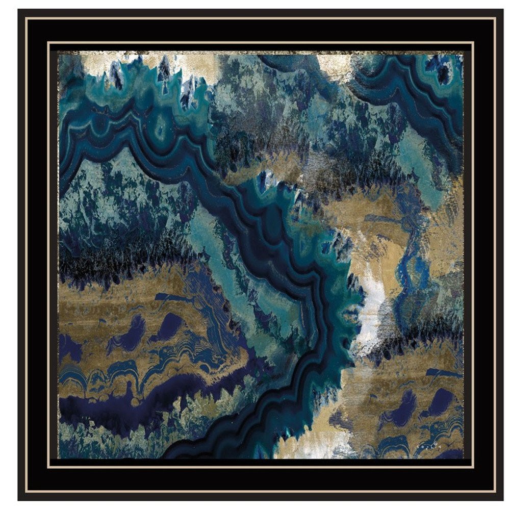 Set Of Three Deep Blue 1 Black Framed Print Wall Art — view 3