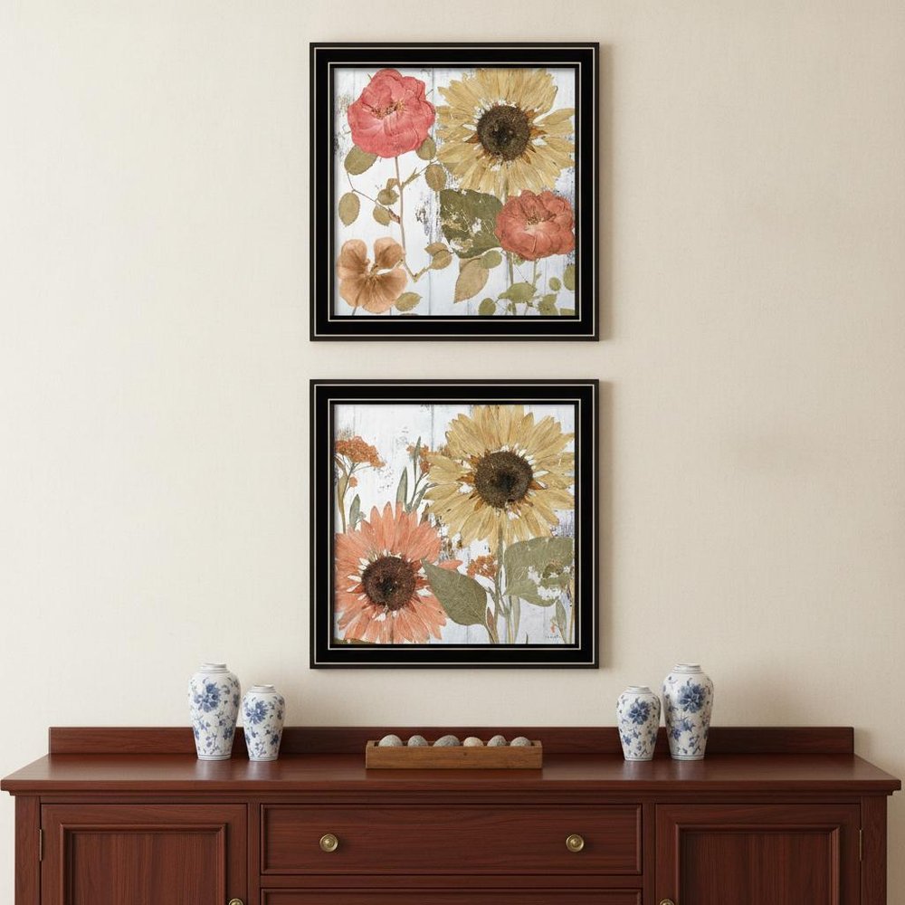 Set Of Two Earth to Petals 1 Black Framed Print Wall Art HomeRoots
