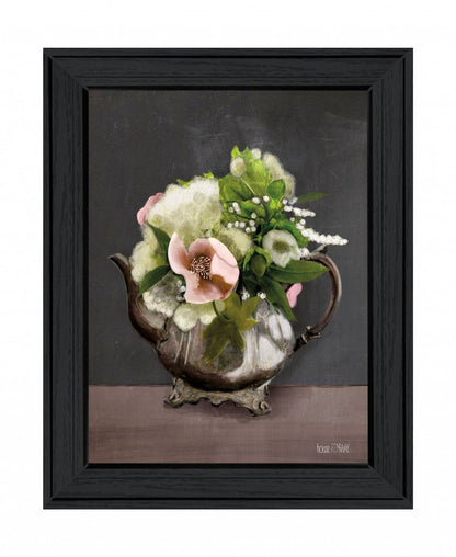 Vintage Floral Tea Pot 1 Black Framed Print Kitchen Wall Art HomeRoots