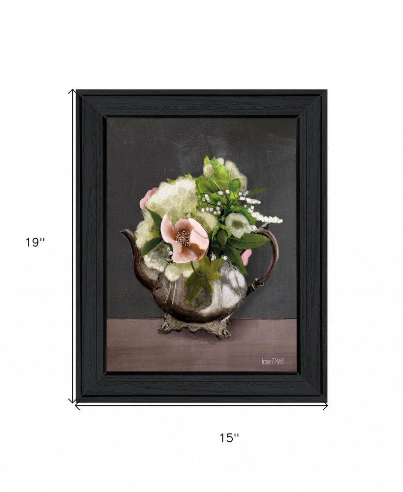 Vintage Floral Tea Pot 1 Black Framed Print Kitchen Wall Art HomeRoots